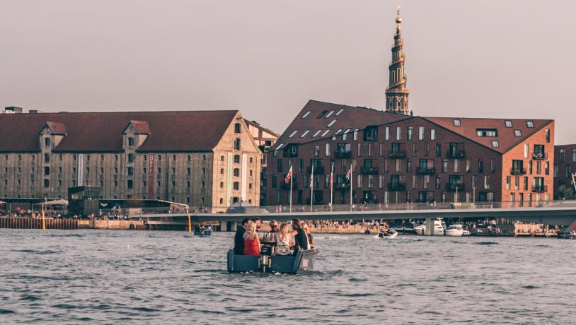 Sailing through Copenhagen Harbour in a GoBoat